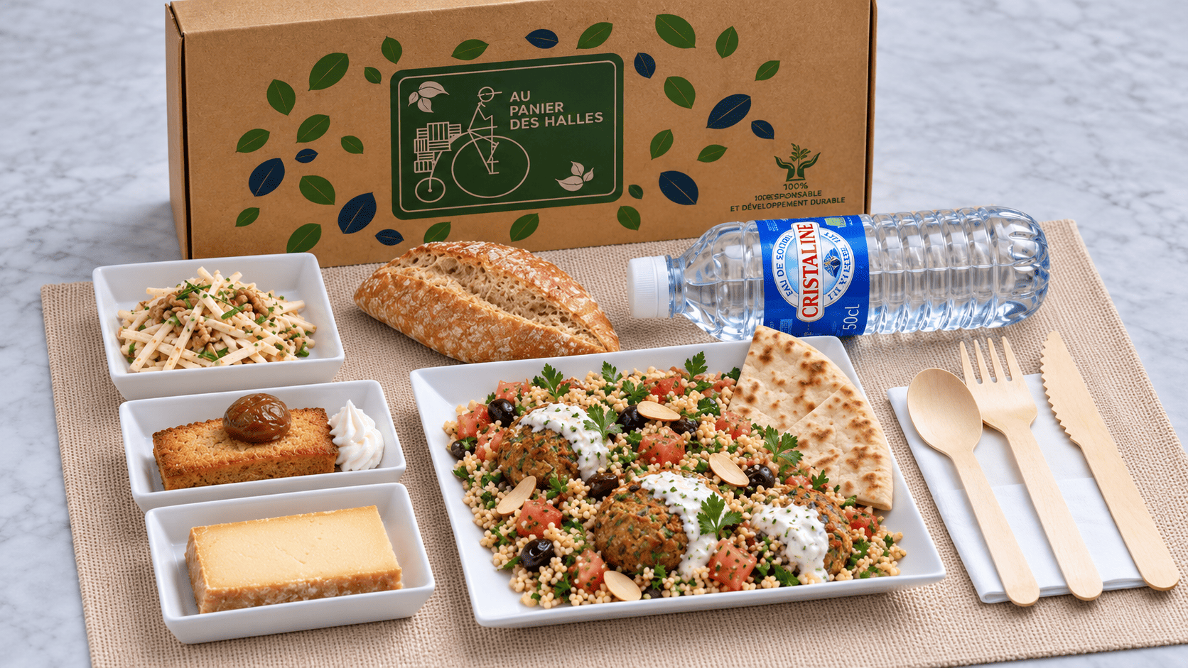 Plateaux Repas 3 Decouvertes Falafels Salade De Pomme De Terre Grenailles Facon Balila Et Olives Caviar D Aubergine